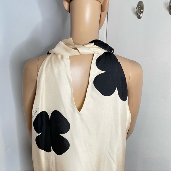 Elegant  & Classy Black and Cream Floral Dress 100% Silk - Size 10 - Picture 8 of 15
